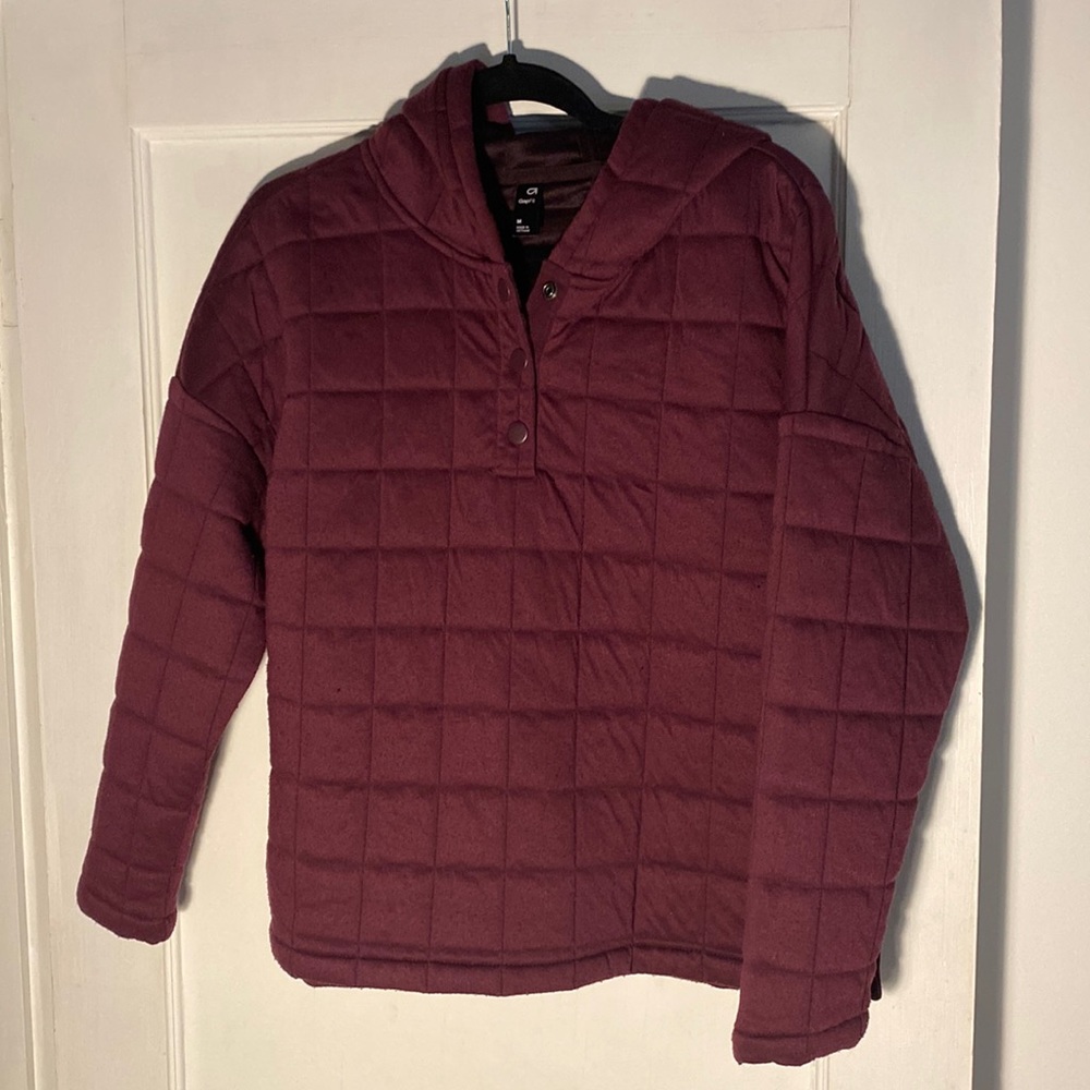 Gap Fit Quilted Plum Hoodie with snaps
